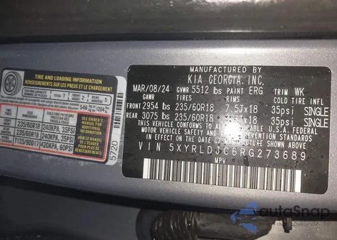 2024 Kia Sorento S z USA, uszkodzony, nr VIN 5XYRLDJC6RG273689